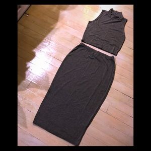 Boohoo Two Piece Charcoal Grey Outfit